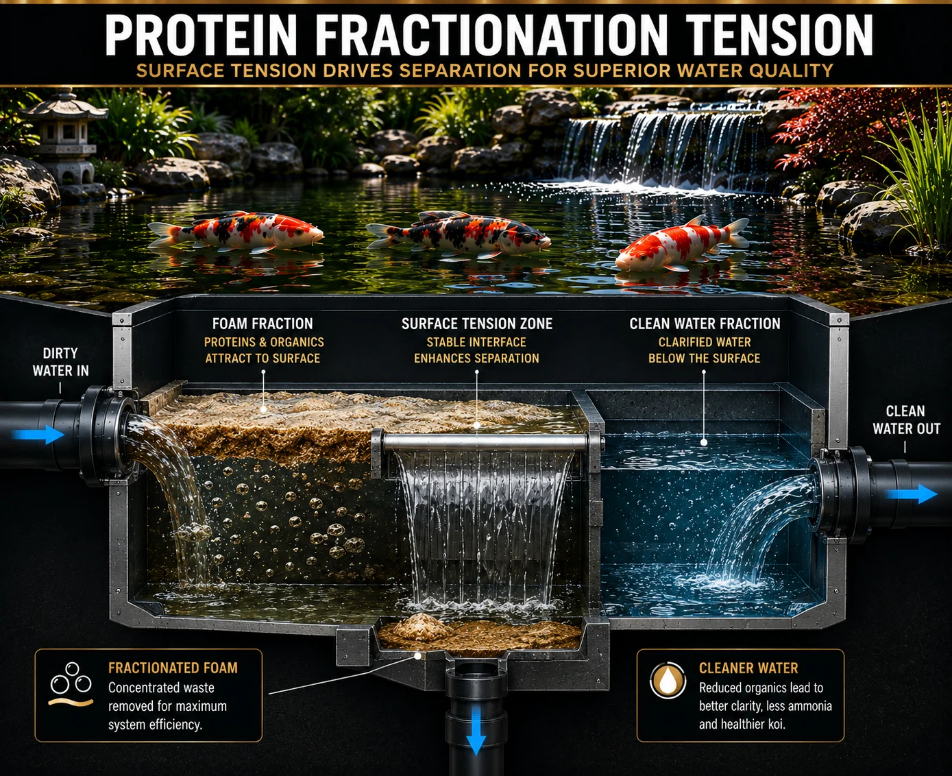 Protein fractionation hydrodynamics and dissolved organic carbon surface tension
