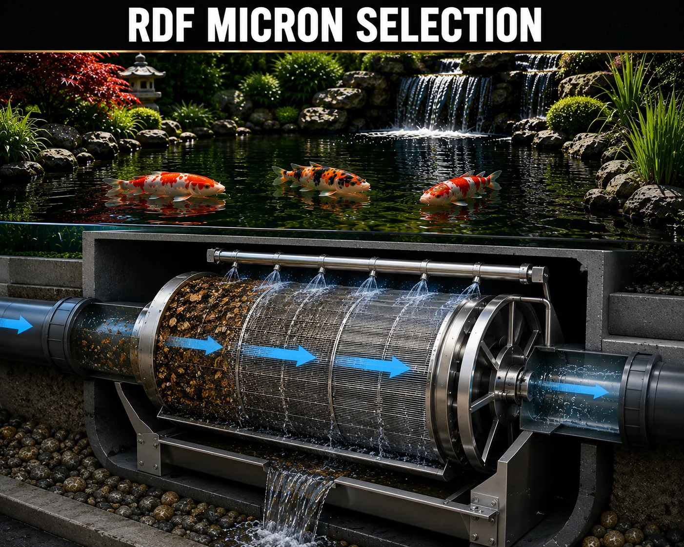Rotary drum filter micron screen and high-pressure flush assembly