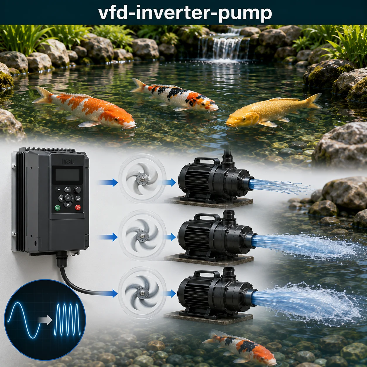 Variable Frequency Drive pump control system with inverter energy optimization diagram